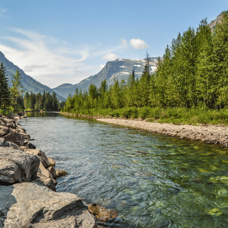 A River Runs Through Glacier National Park in Montana