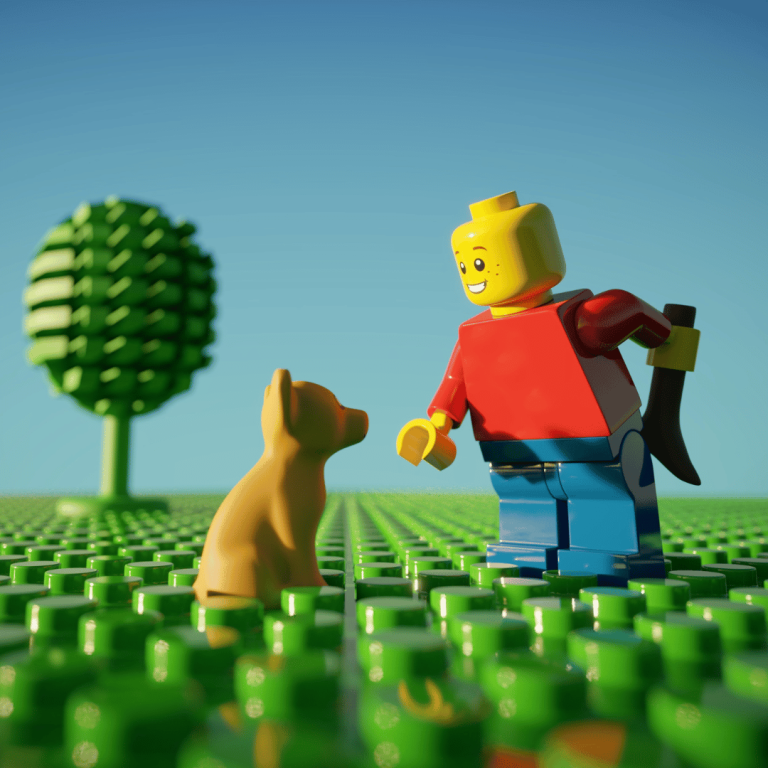 Lego boy with dog